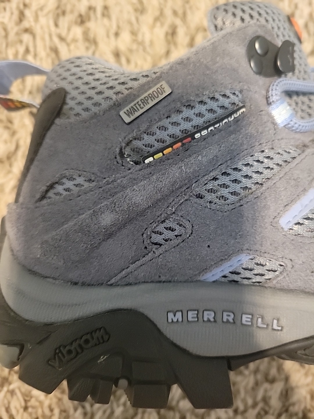 Merrell Moab 2 Waterproof Hiking Boots Gray Periwinkle Women's Size 6 EUC - Picture 7 of 7